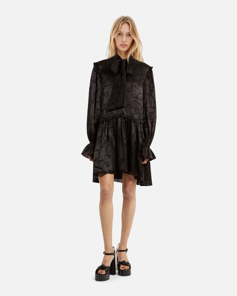 The Kooples FEMME BLACK robe courte jacquard rubans
