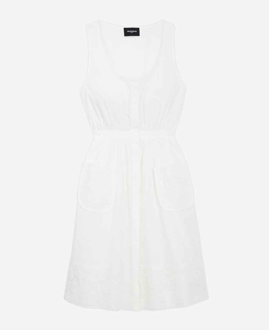 The Kooples WOMEN WHITE short sleeveless white dress with pockets