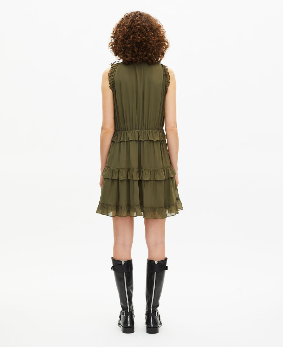 The Kooples F KAKI short dress with khaki ruffles