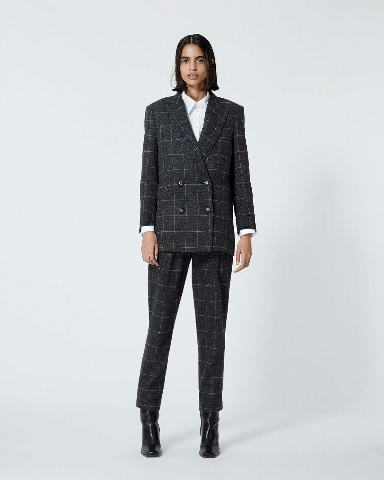 The Kooples WOMEN OCRE flowing jacket with prince-of-wales motif