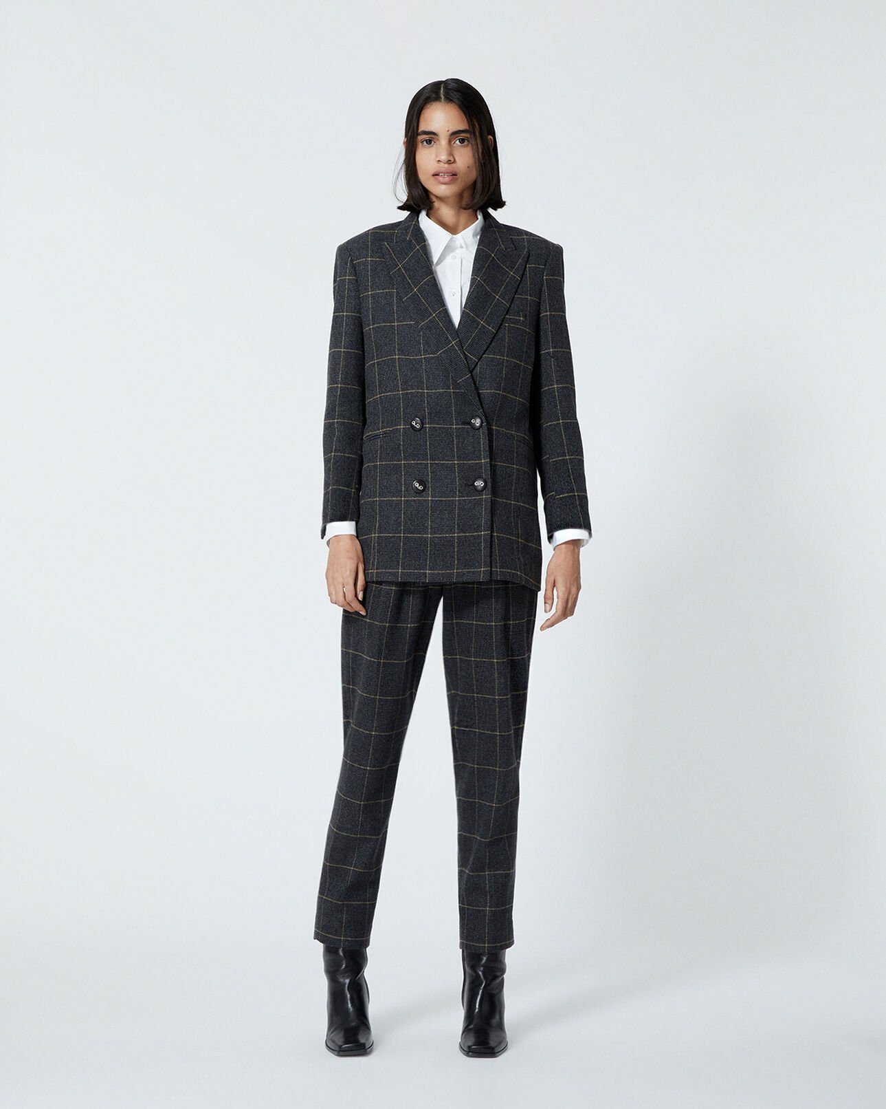 The Kooples WOMEN OCRE flowing jacket with prince-of-wales motif