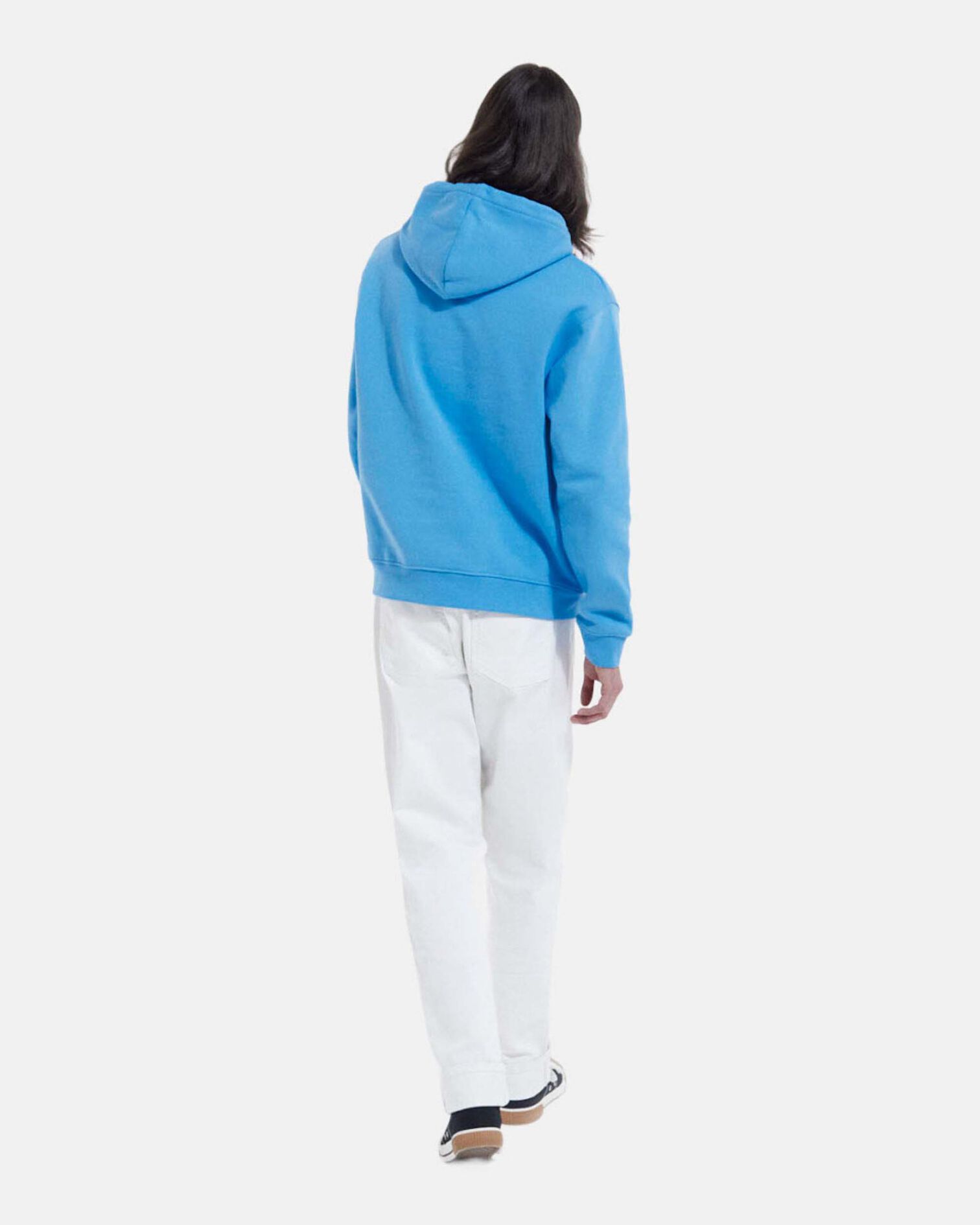Blue cotton hoodie with faded logo, BLUE, hi-res image number null