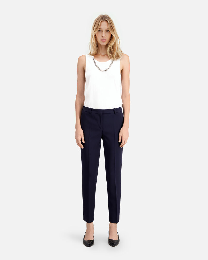 The Kooples F DARK NAVY slim-fit navy blue crepe tailored trousers