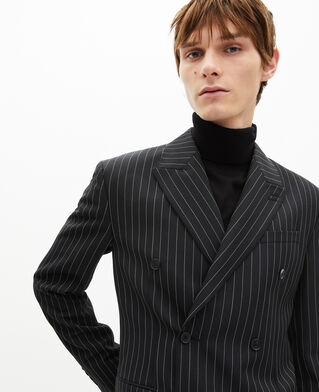 The Kooples MEN BLACK GREY black double-breasted striped jacket