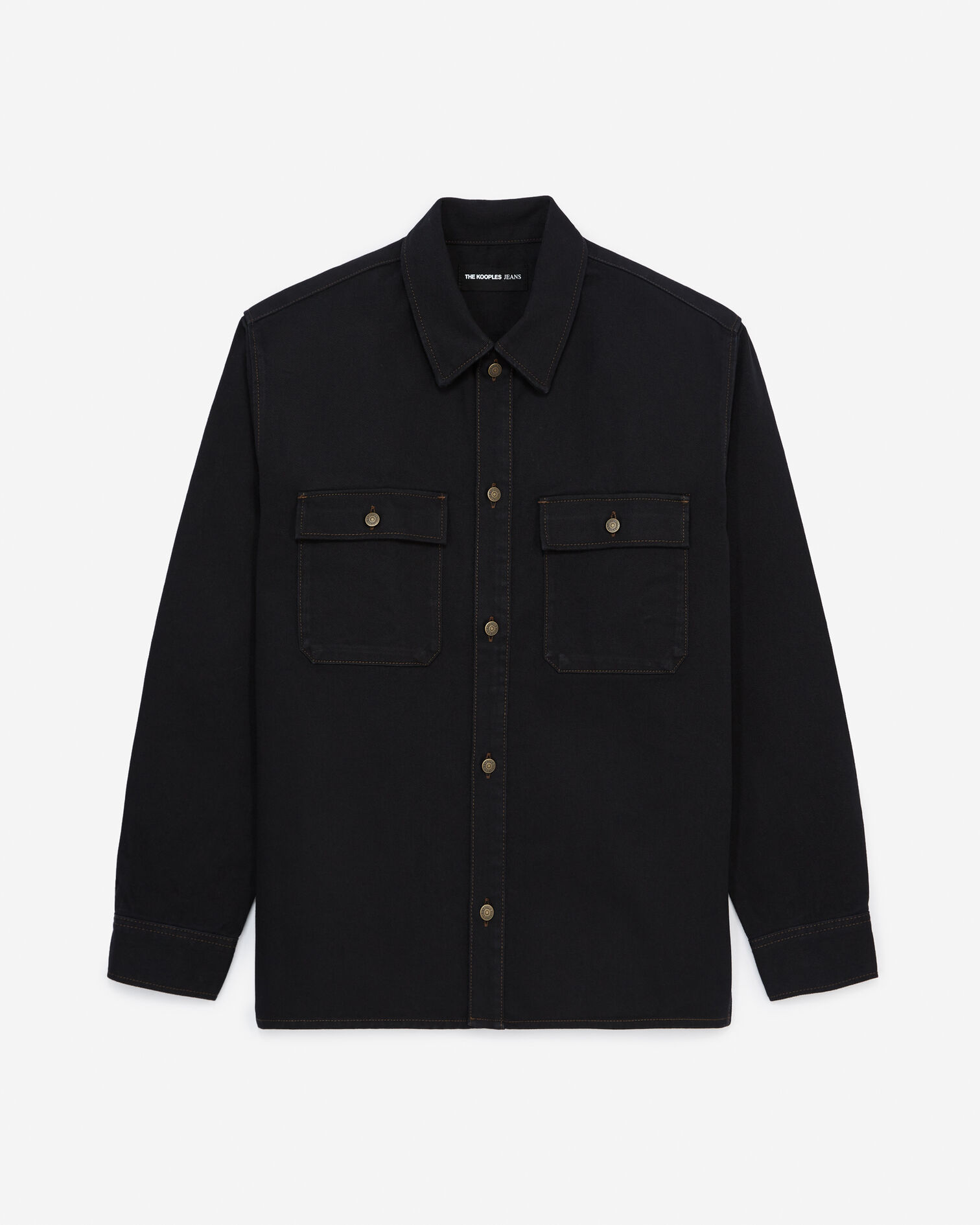 Black jean shirt with patch pockets, BLACK, hi-res image number null