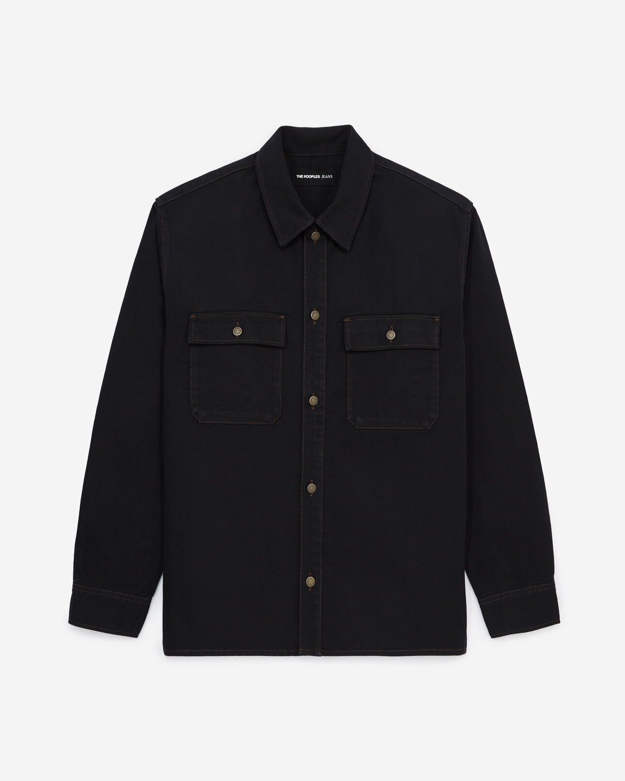 The Kooples MEN BLACK black jean shirt with patch pockets