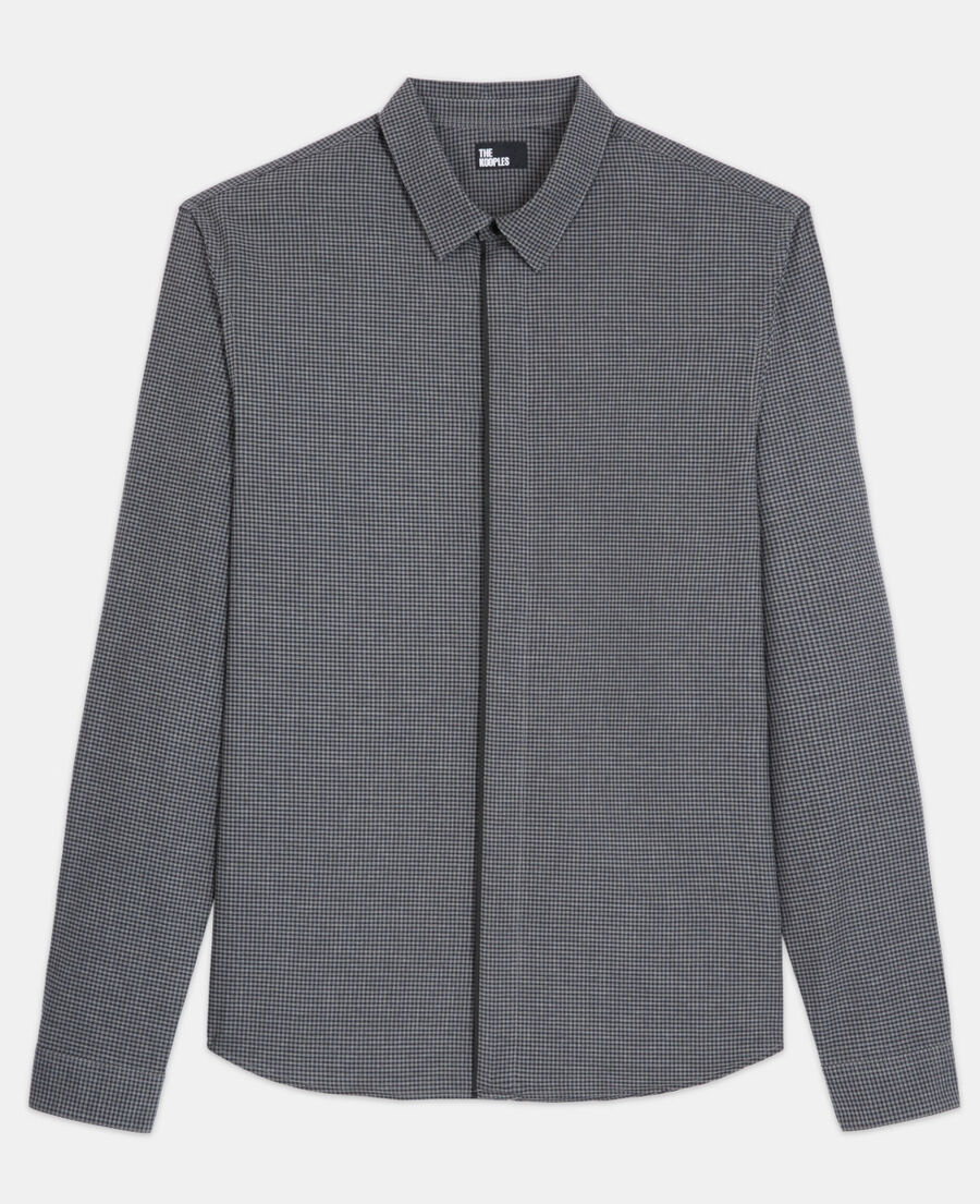 chemise col classique grise à carreaux