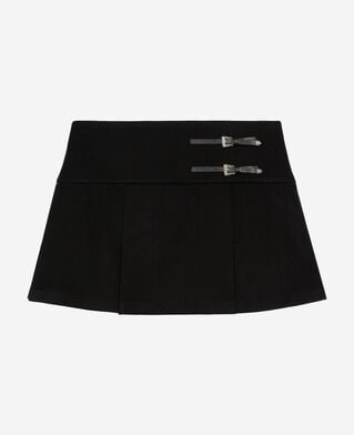 The Kooples F BLACK wrap skirt with short black western buckles