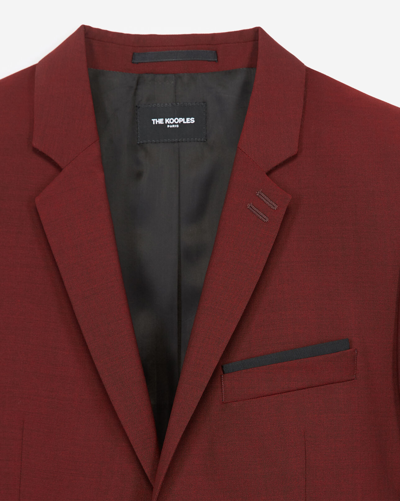 The Kooples MEN BURGUNDY slim burgundy wool jacket w/notched lapels
