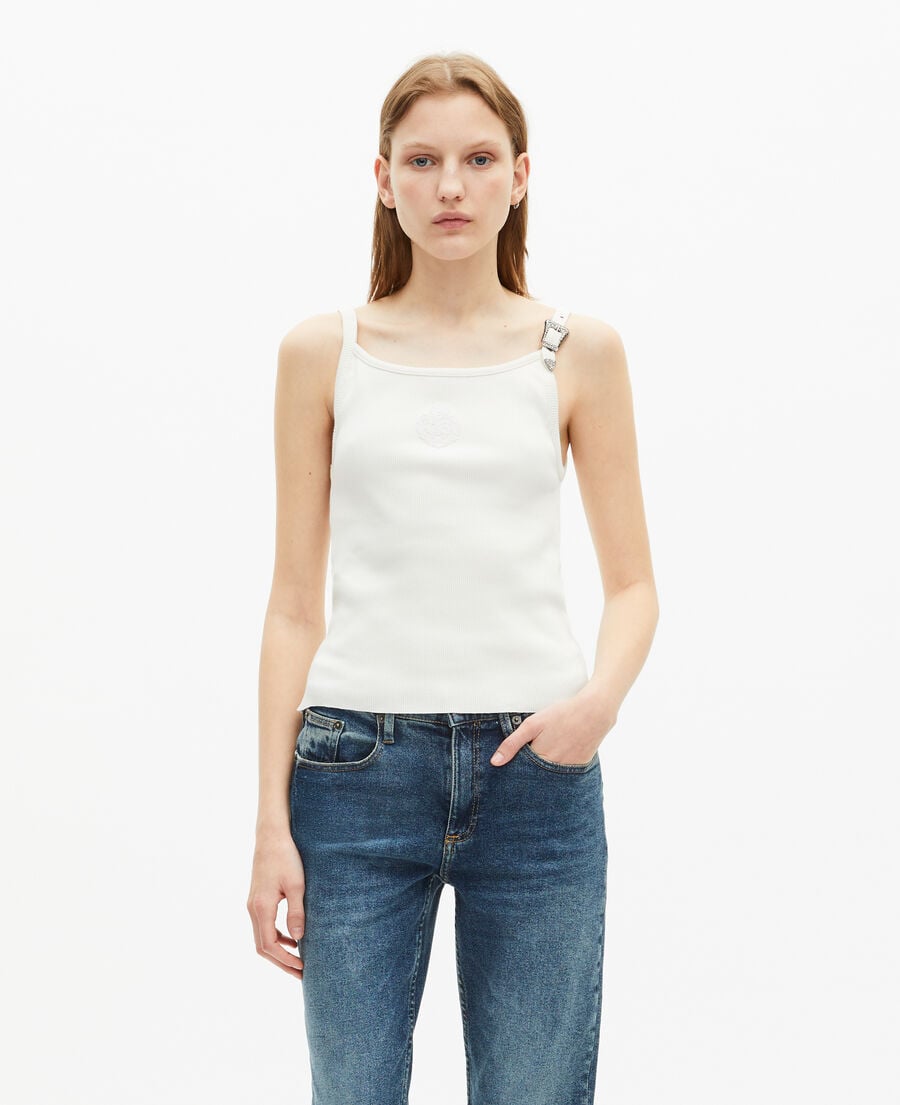 The Kooples WOMEN ECRU ribbed ecru tank top