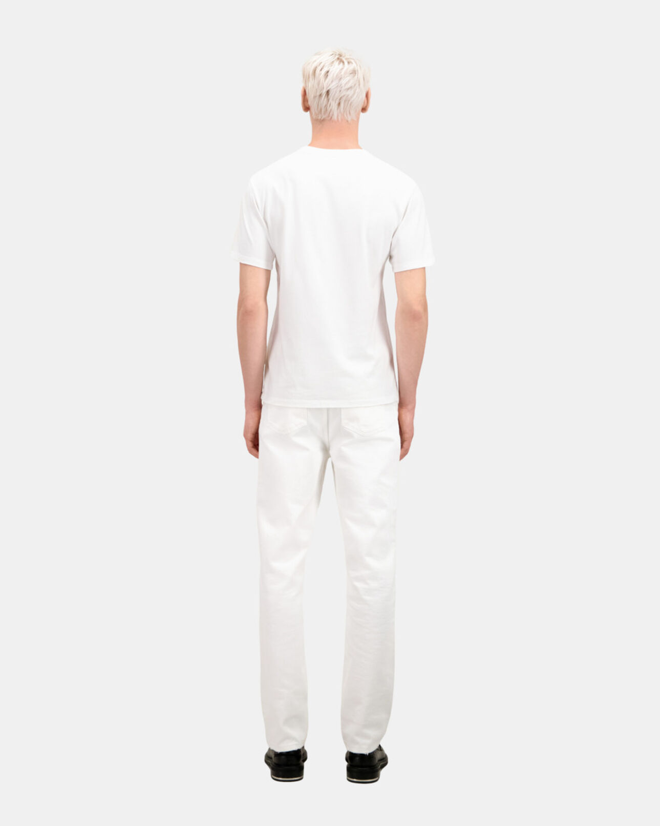 The Kooples MEN WHITE men's white t-shirt with dagger through heart serigraphy