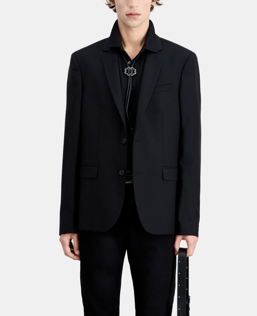 The Kooples HOMME BLACK veste de costume noire en laine