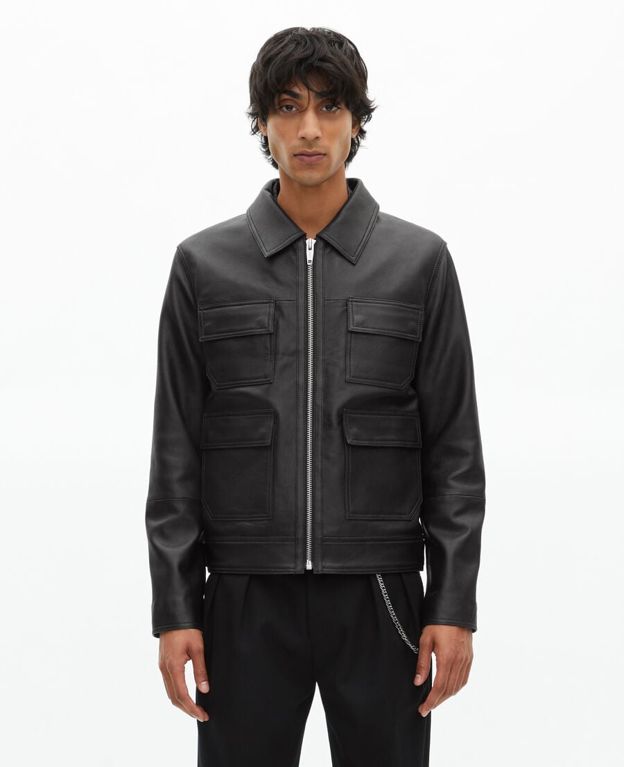 The Kooples HOMME BLACK blouson en cuir noir