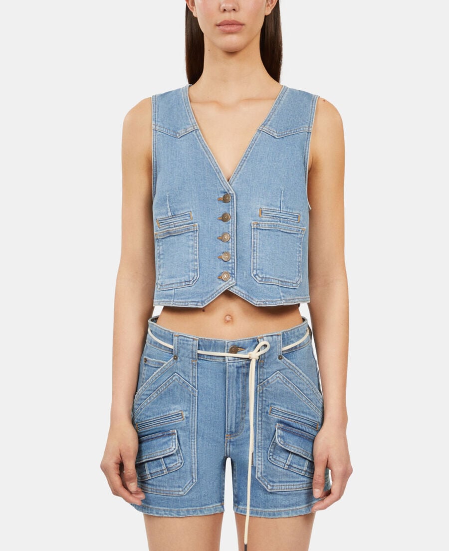 The Kooples F BLUE blue denim waistcoat