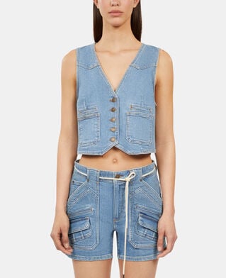 The Kooples F BLUE blue denim waistcoat