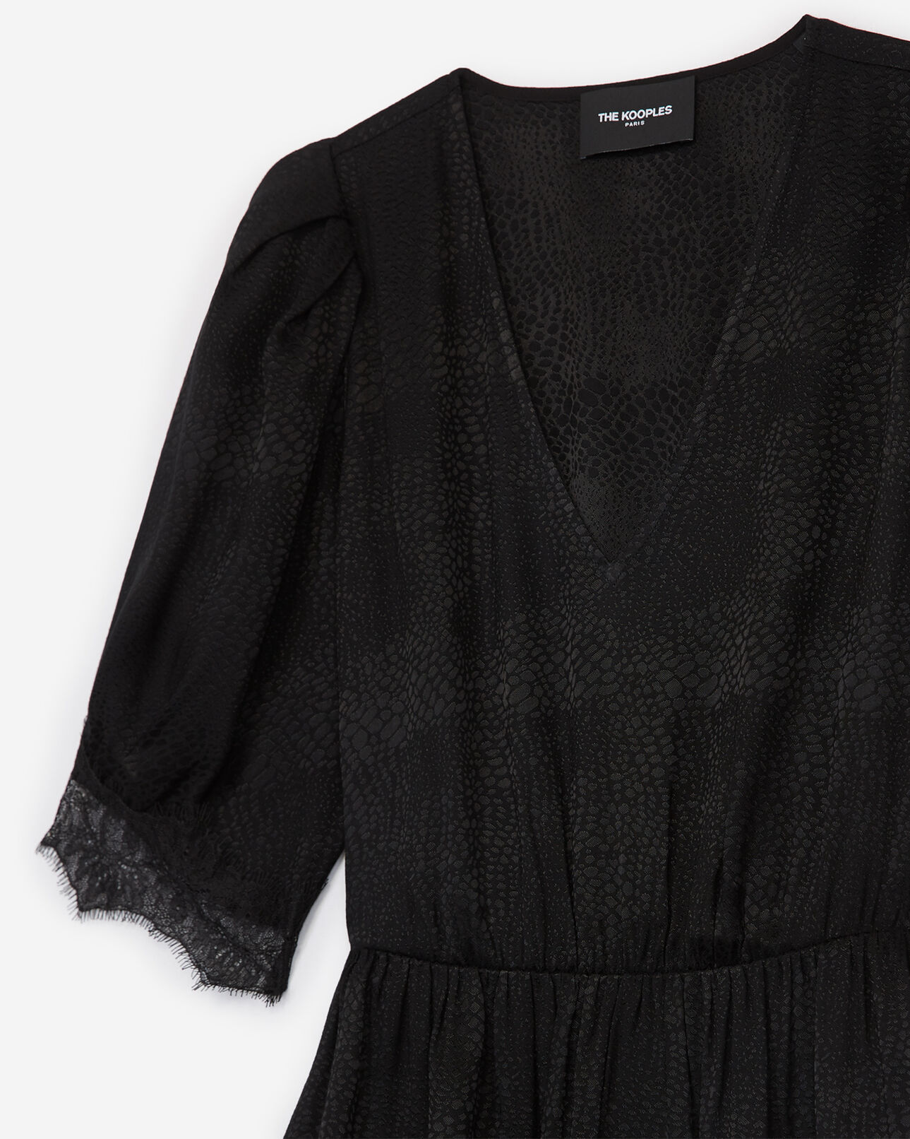 The Kooples FEMME BLACK robe rock manches courtes jacquard noir