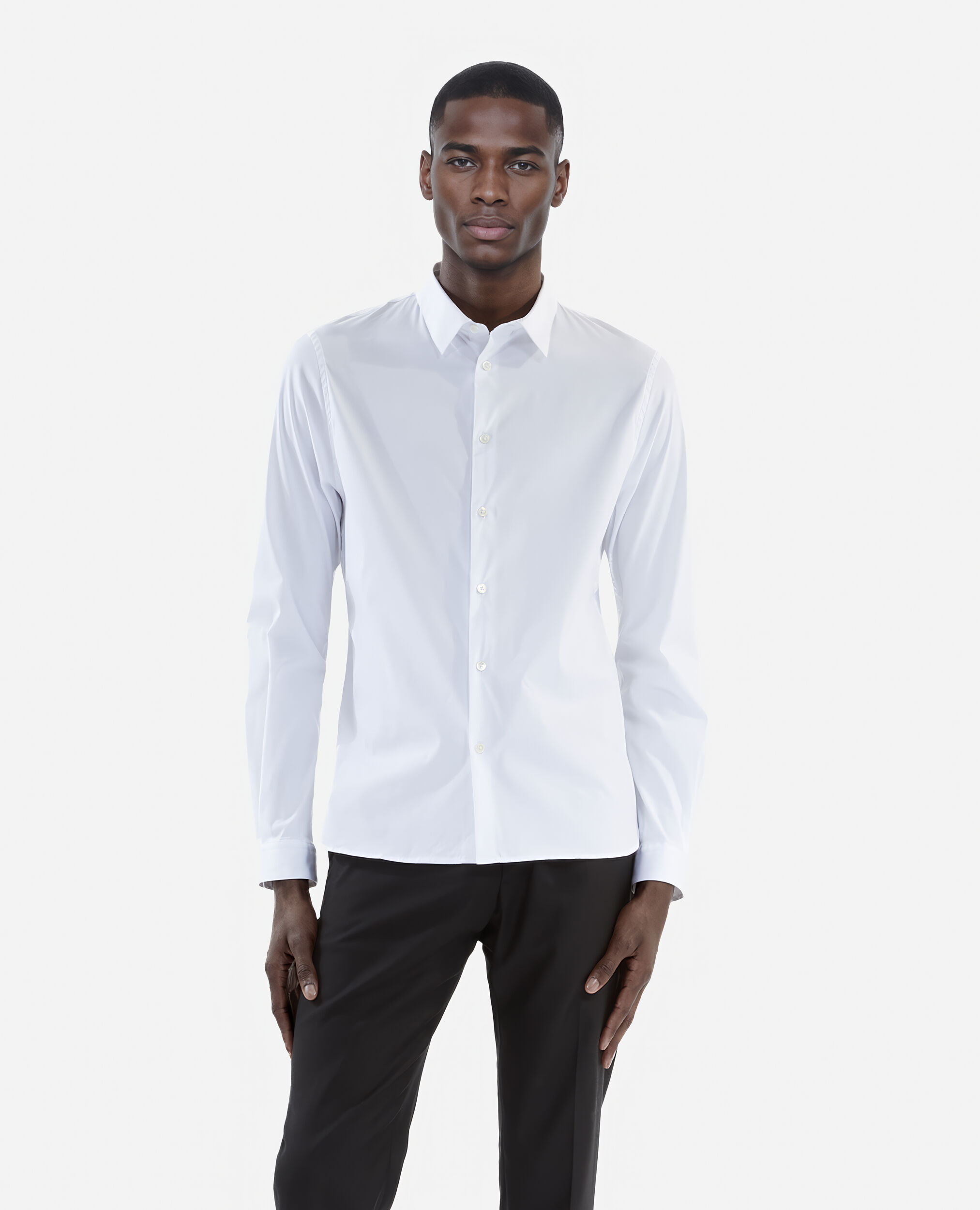 Formal white poplin shirt, WHITE, hi-res image number null