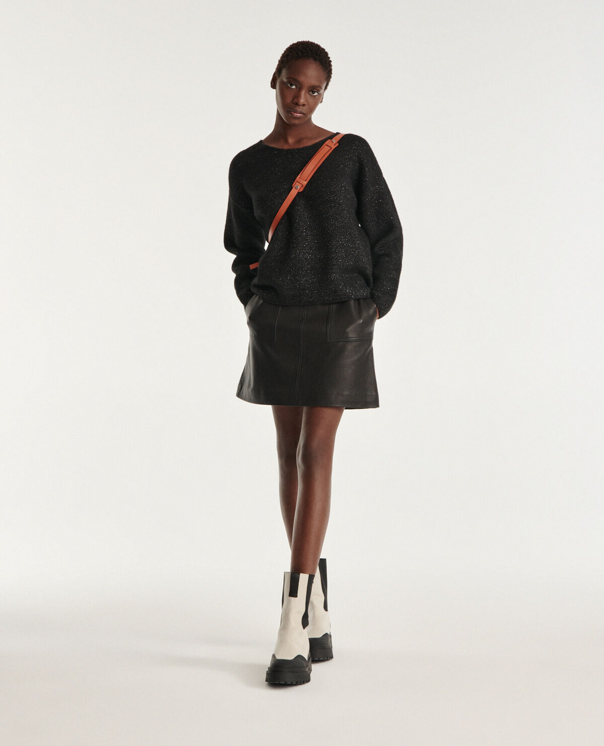 Jupe en cuir the kooples best sale