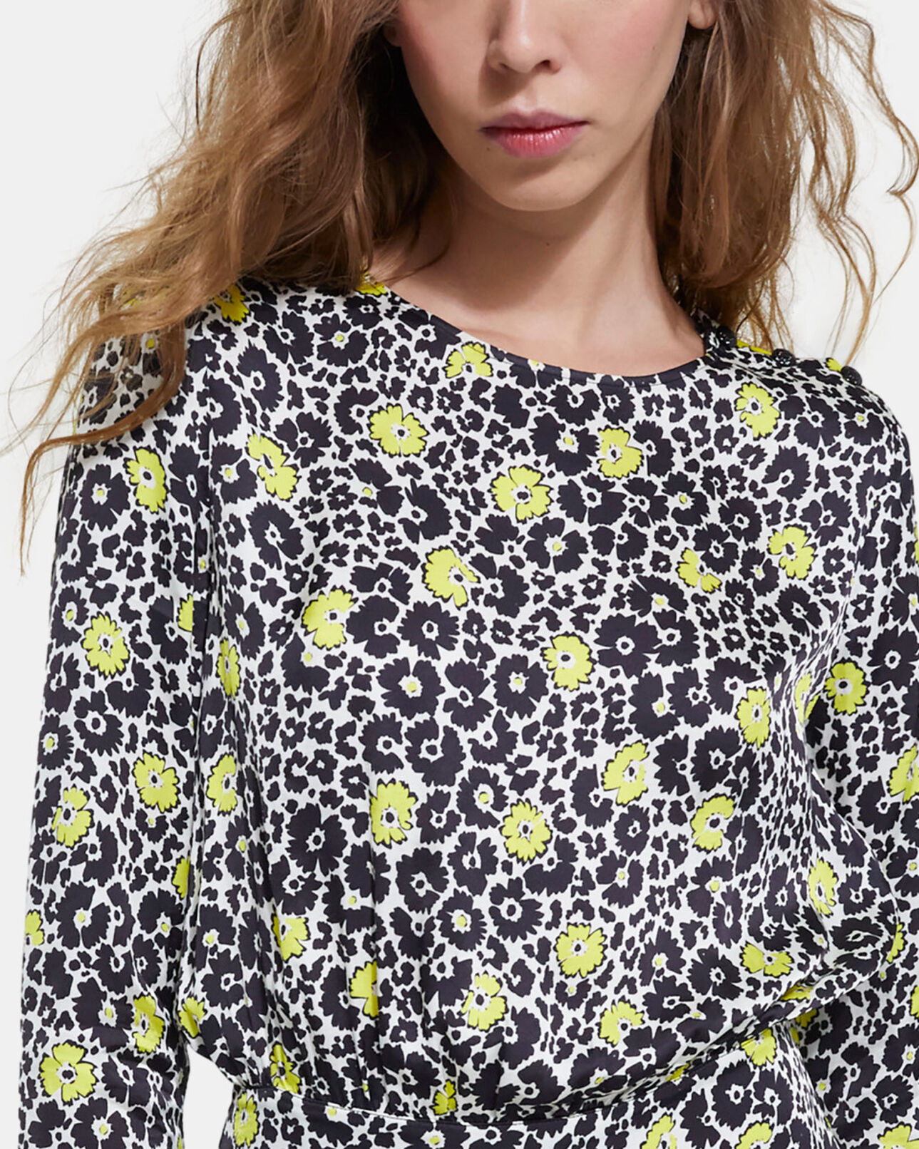 The Kooples FEMME ECRU / YELLOW robe courte fleurie