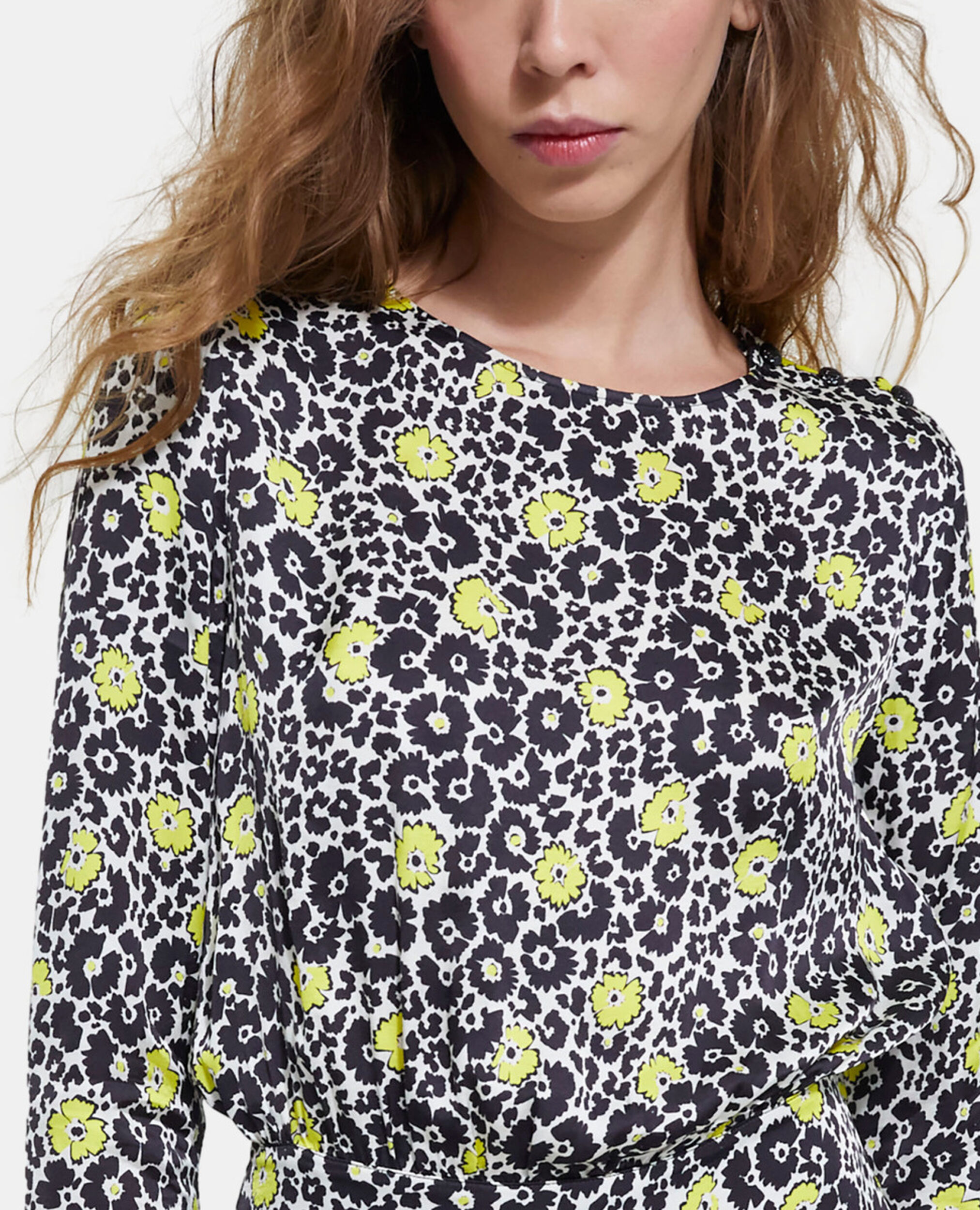 Short floral dress, ECRU / YELLOW, hi-res image number null