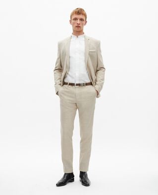 The Kooples HERREN BEIGE beigefarbene, schmal geschnittene anzugjacke aus wolle