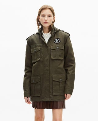 The Kooples WOMEN KAKI khaki hooded parka