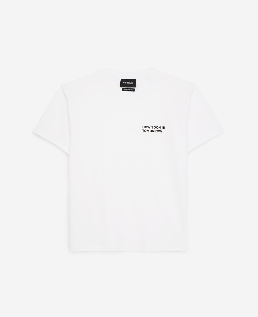 Ecru cotton T-shirt with breast logo | The Kooples