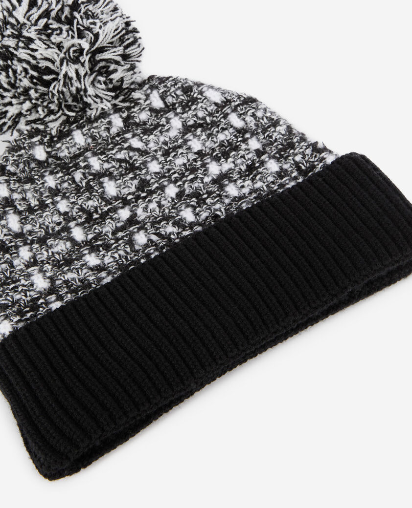 The Kooples WOMEN BLACK / WHITE black and white tweed sequined beanie