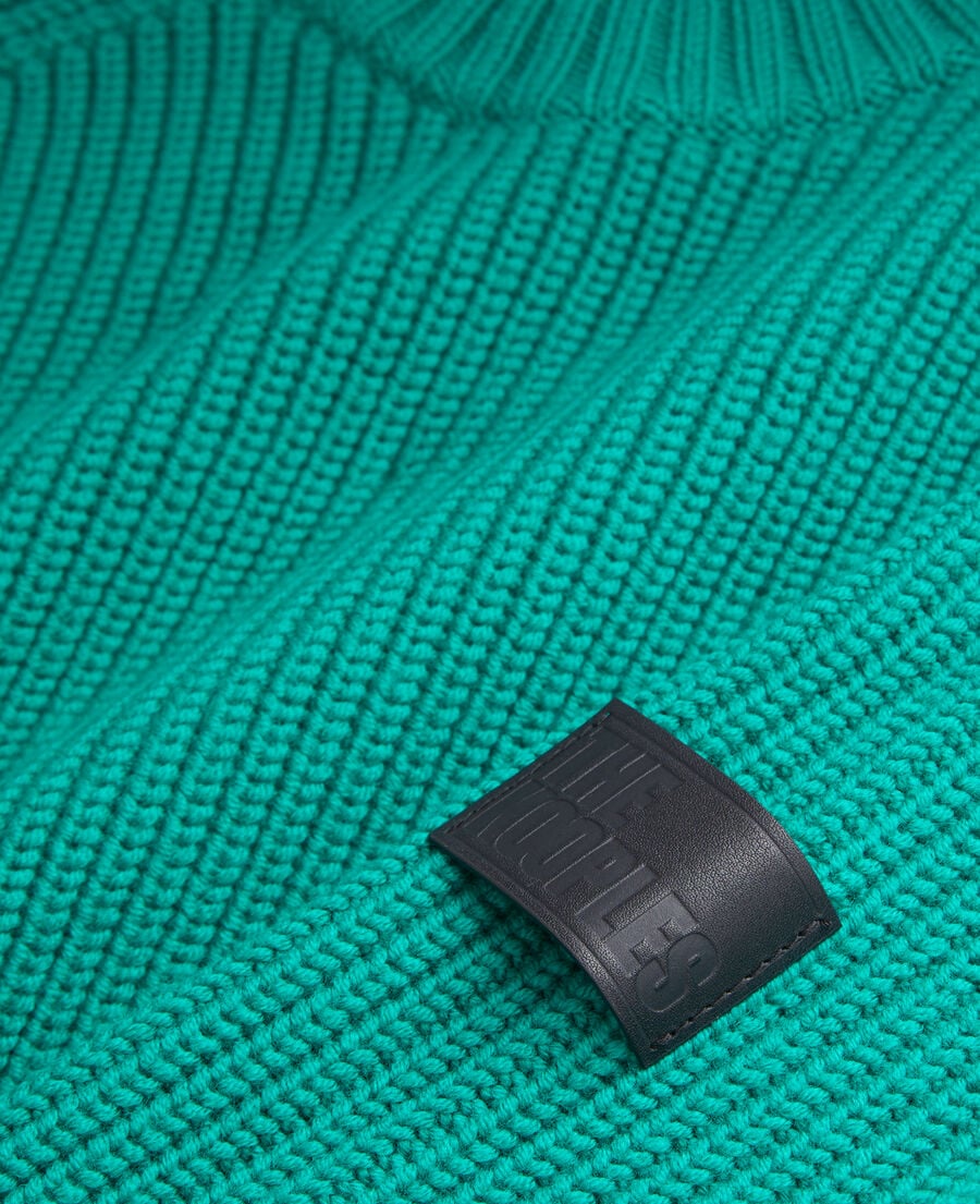 The Kooples HOMME GREEN pull vert en maille côtelée