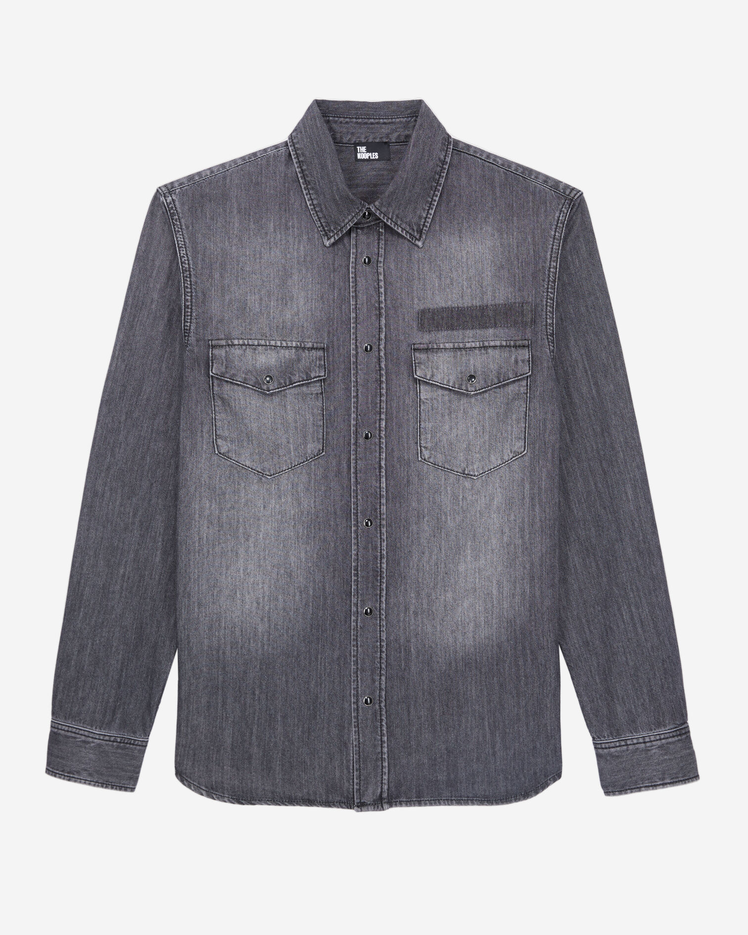 Graues Hemd aus Denim, LIGHT GREY MEL/WHITE, hi-res image number null