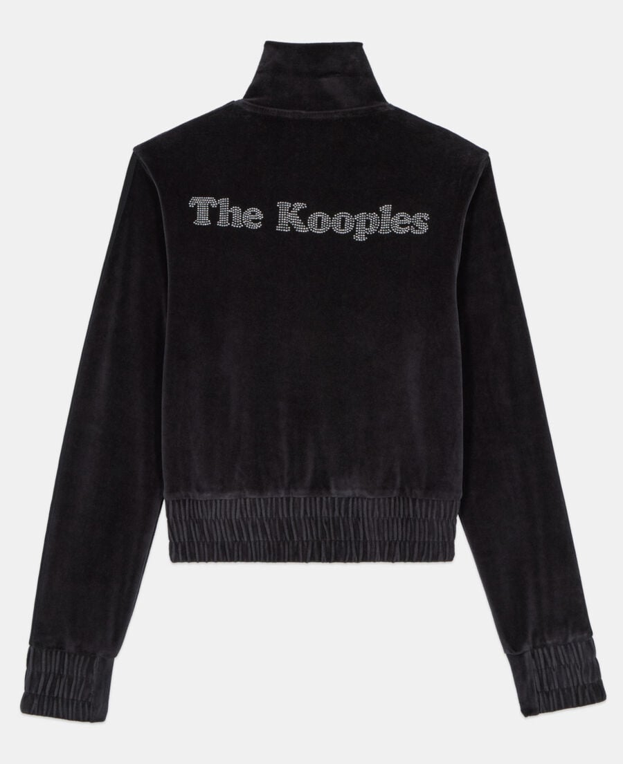 The Kooples FEMME BLACK sweatshirt logo en velours noir
