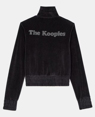 The Kooples FEMME BLACK sweatshirt logo en velours noir