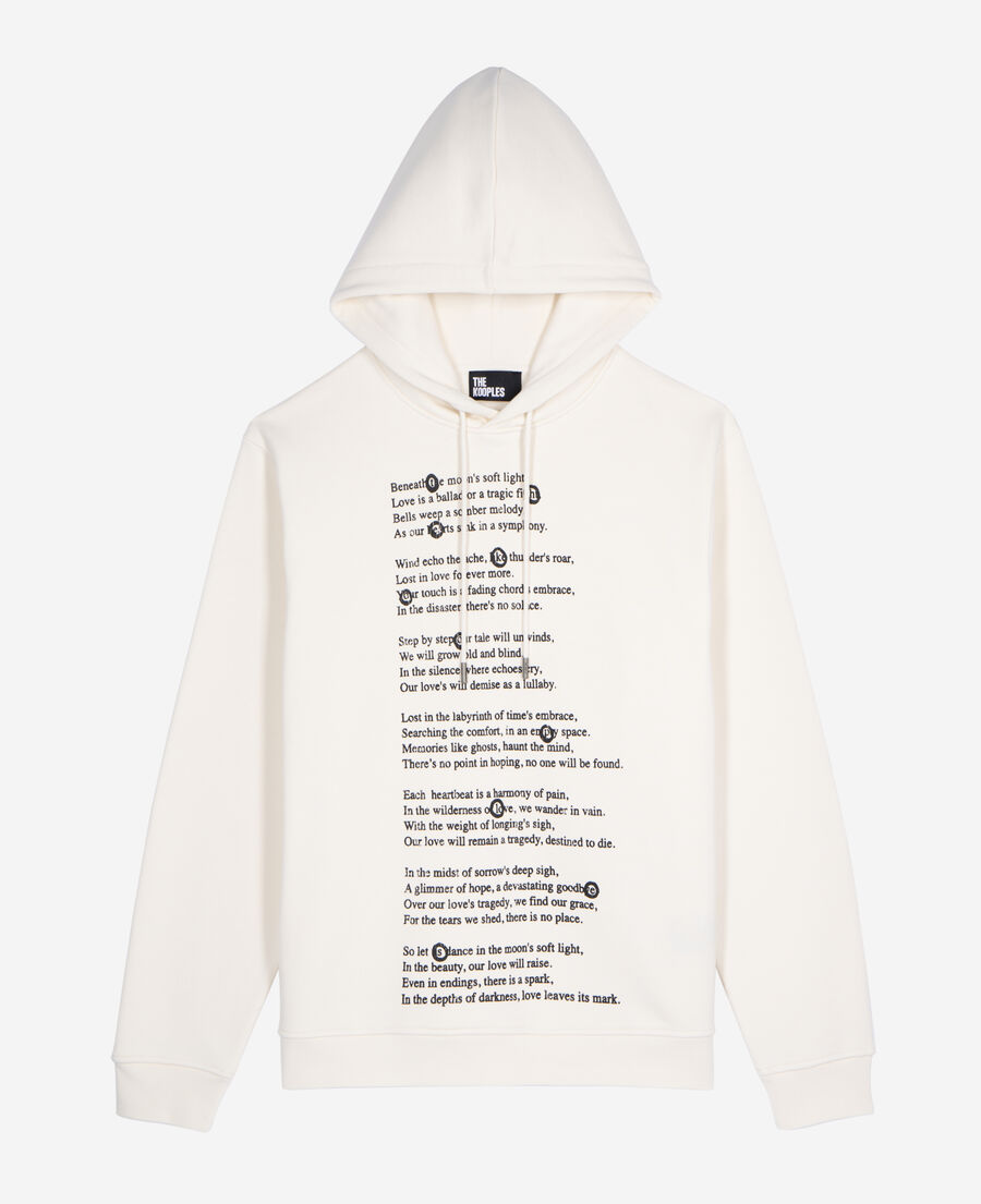 The Kooples MEN ECRU hooded sweatshirt with ecru screen print