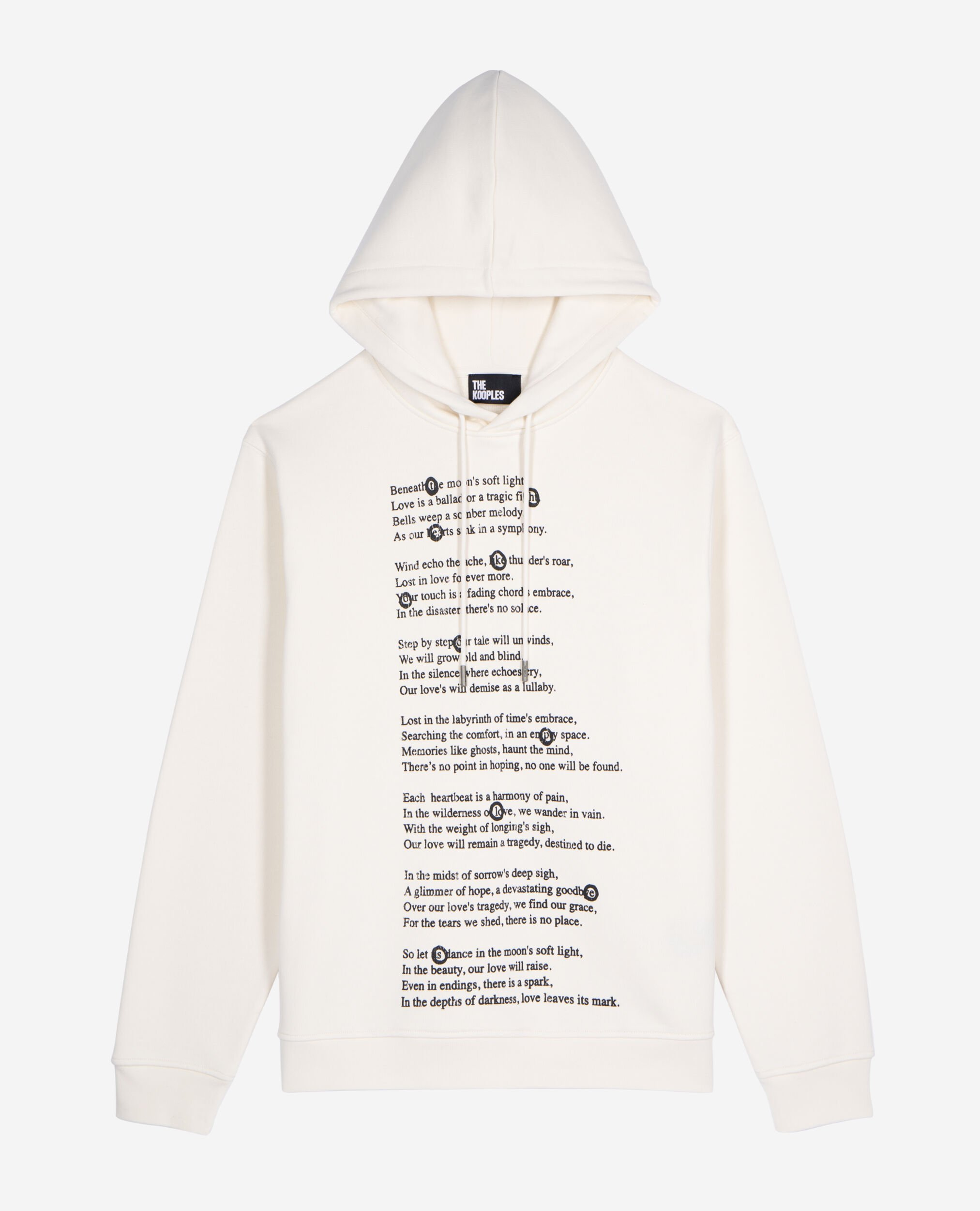 Hooded sweatshirt with ecru screen print, ECRU, hi-res image number null