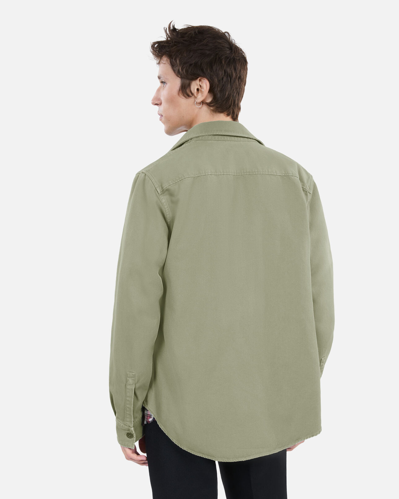 The Kooples HERREN OLIVE khakifarbenes hemd aus denim