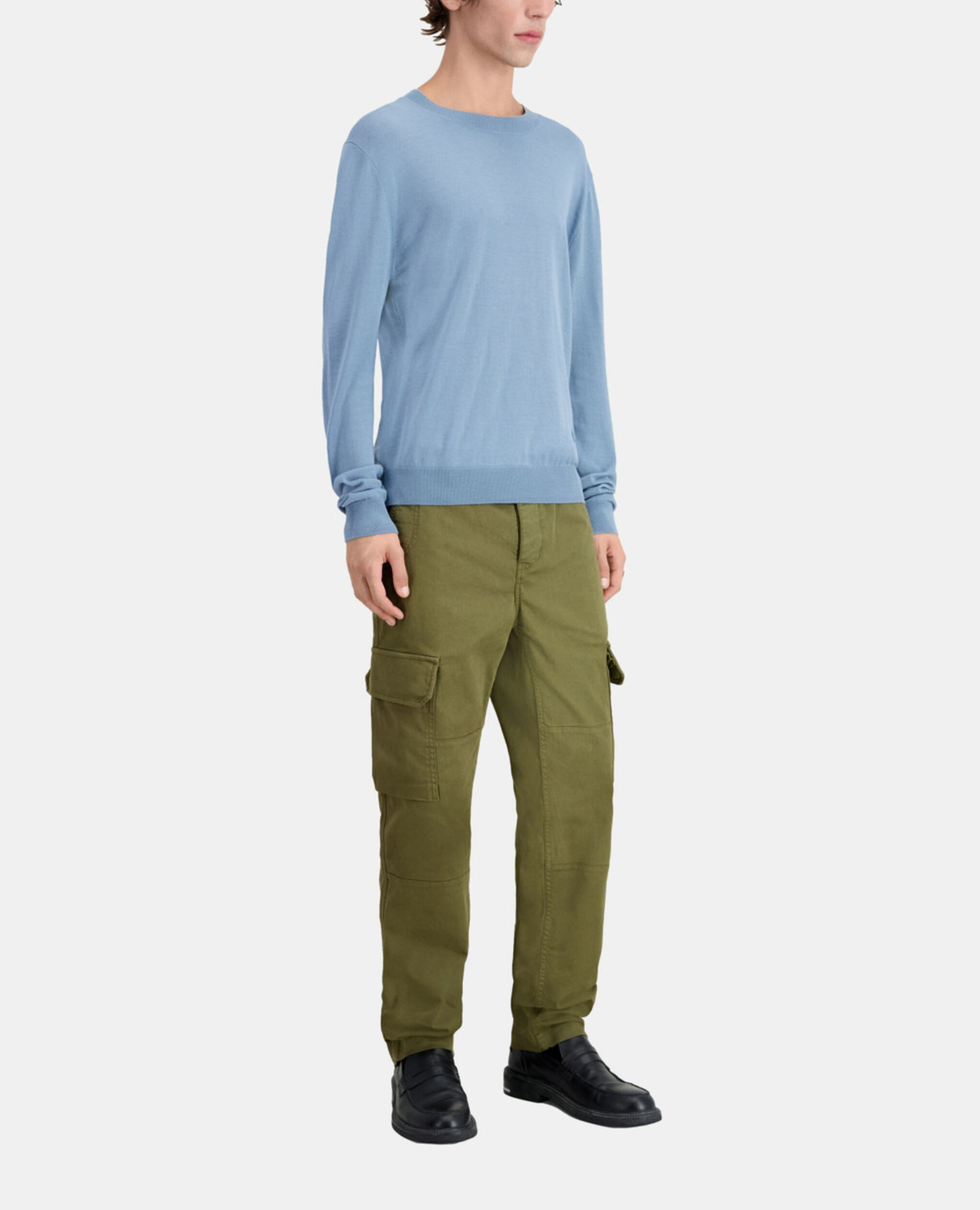 Pull bleu en laine mérinos, BLUE GREY, hi-res image number null