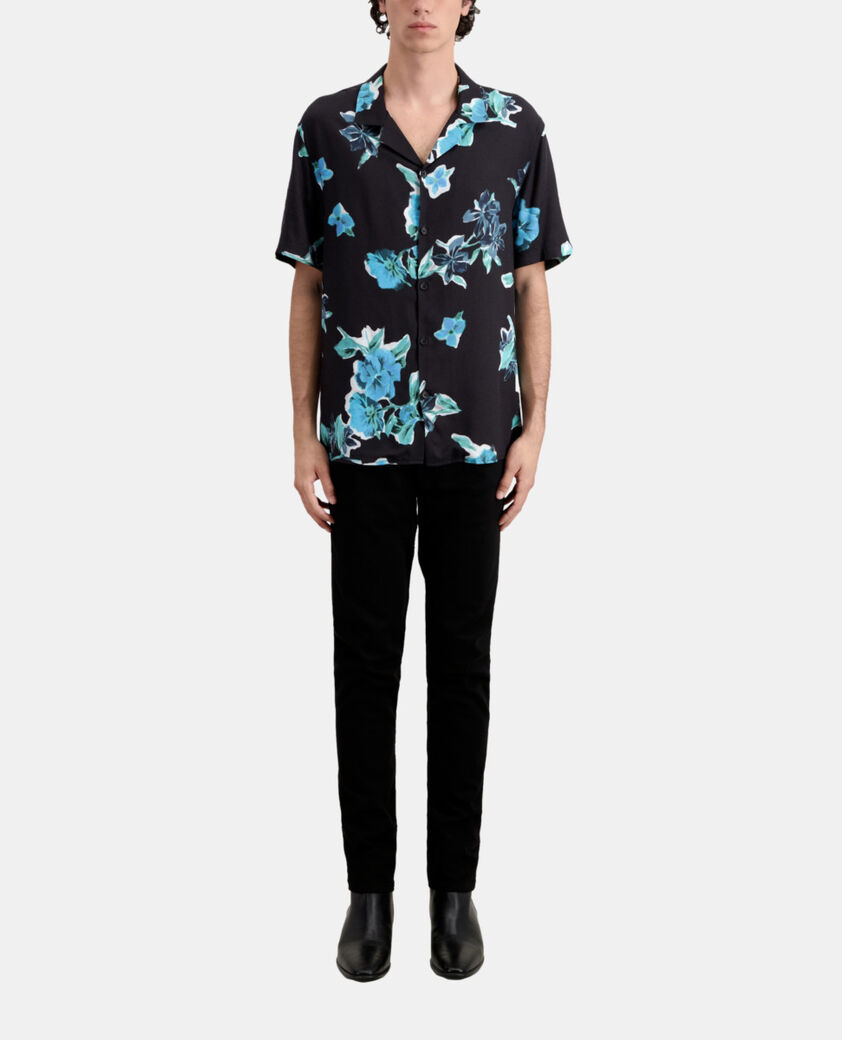 The Kooples MEN BLACK BLUE printed short sleeved shirt
