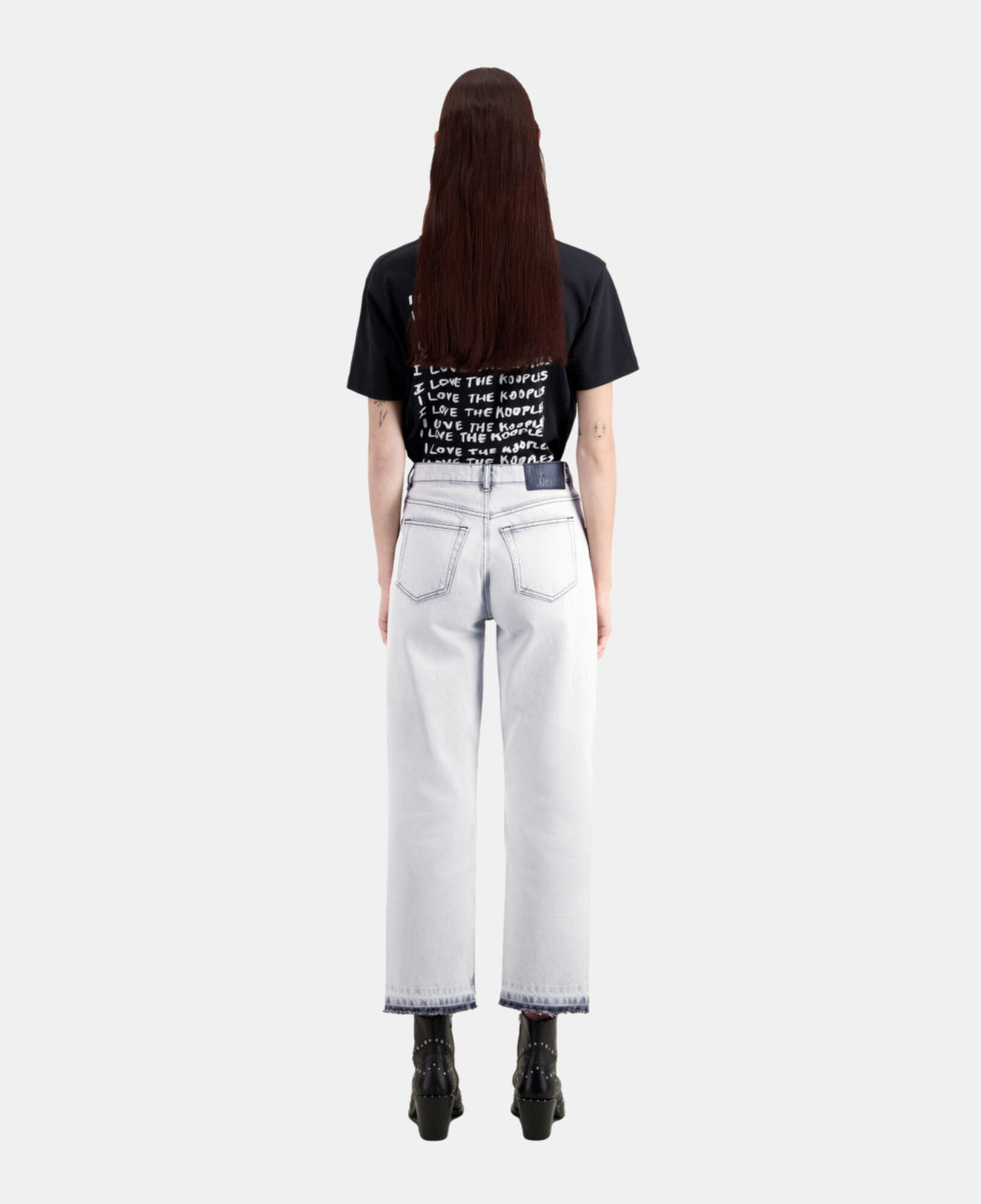 The Kooples DAMEN WHITE BLEACH weiße verwaschene jeans mit geradem bein