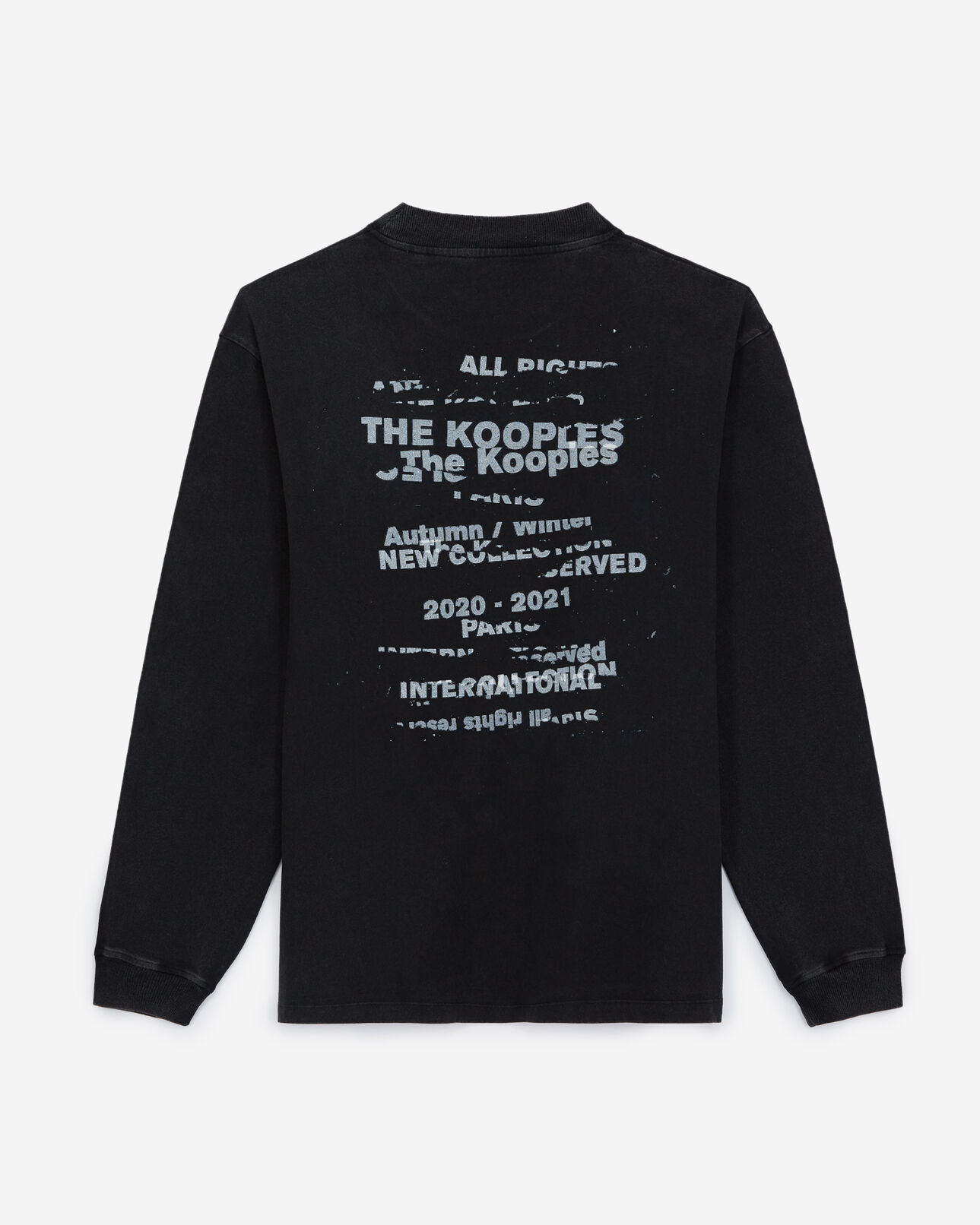 The Kooples MEN BLACK WASHED black cotton t-shirt with long sleeves