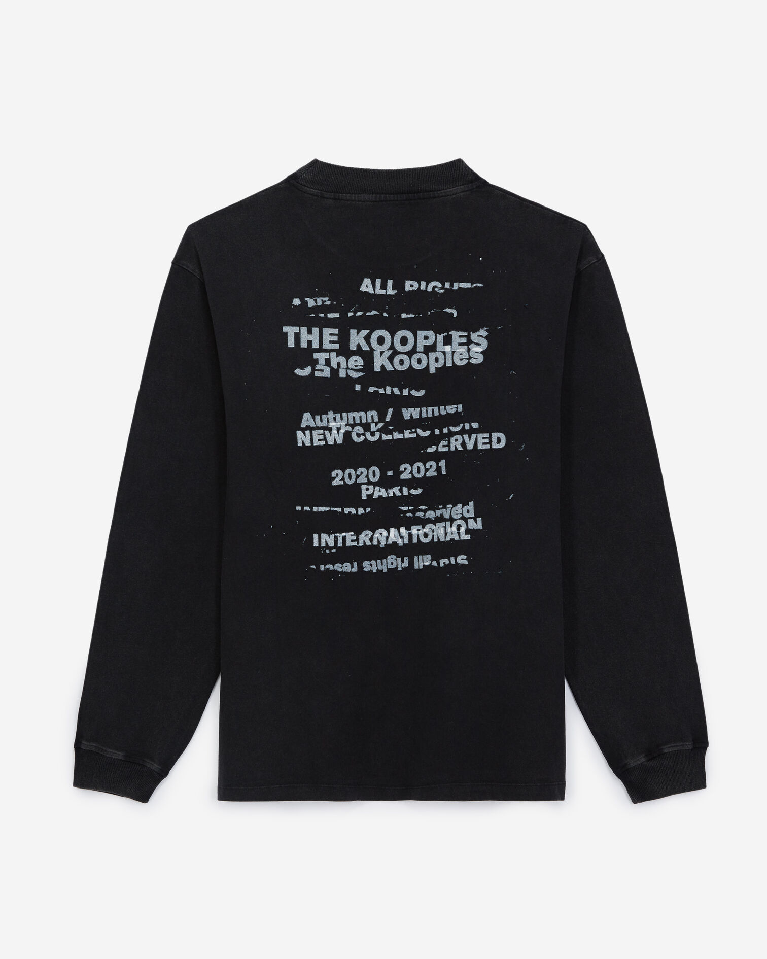 Black cotton T-shirt with long sleeves, BLACK WASHED, hi-res image number null