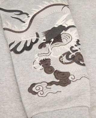 The Kooples MEN GREY MELANGE grey embroidered sleeve hoodie