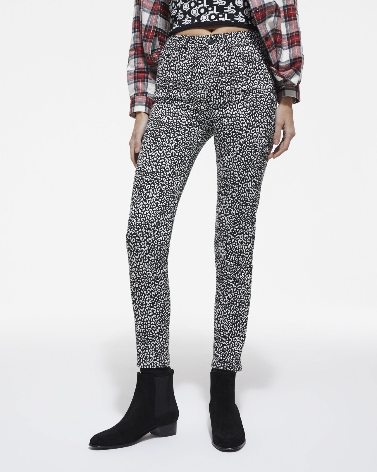 The Kooples MUJER BLACK vaqueros slim leopardo