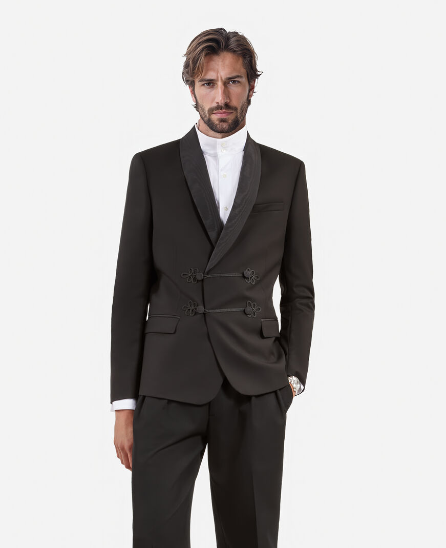 The Kooples MEN BLACK black wool tuxedo jacket