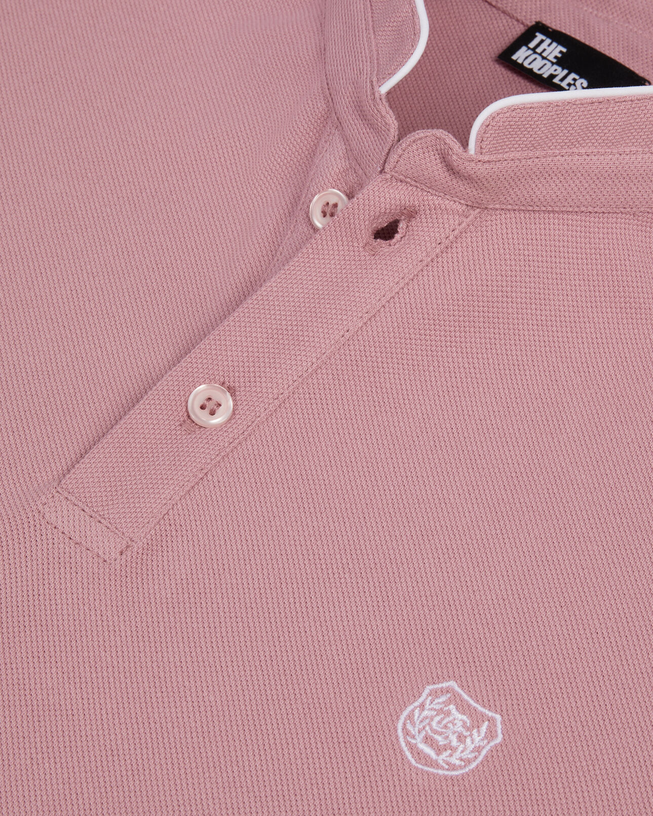The Kooples MEN PINK WOOD pink pique cotton polo t-shirt