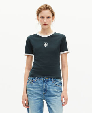 The Kooples FEMME FOREST t-shirt avec blason vert fonc&eacute;