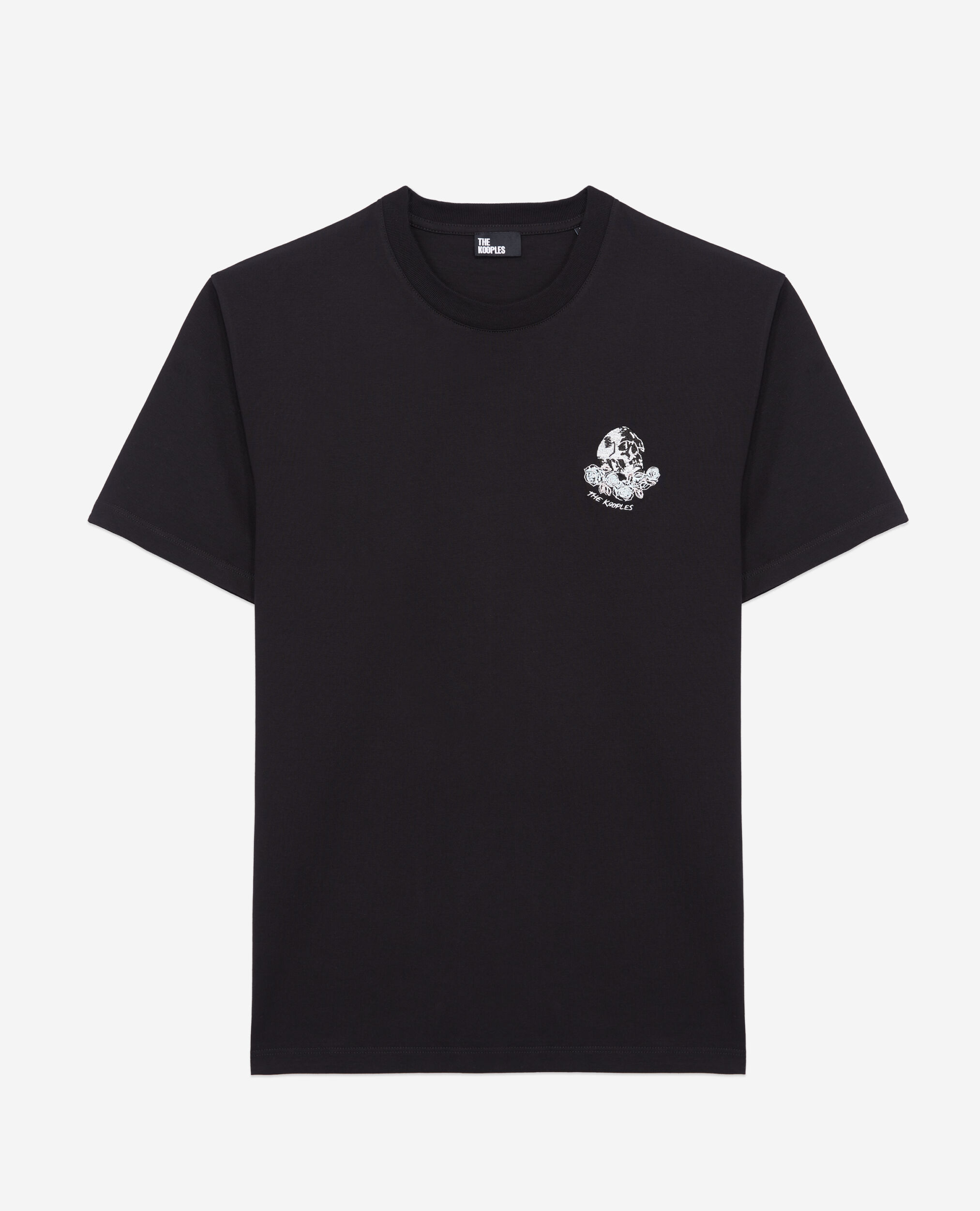 Men's black t-shirt with vintage skull embroidery, BLACK, hi-res image number null
