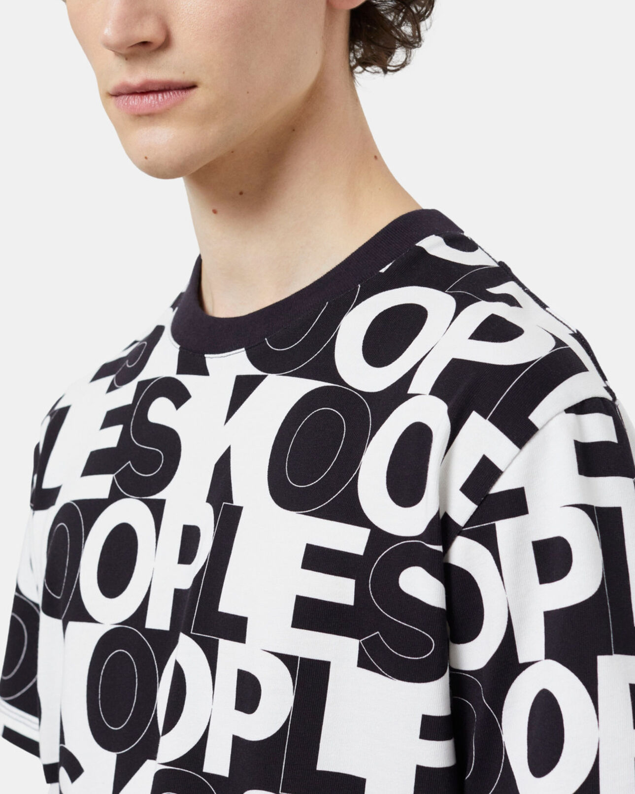 The Kooples HOMME BLACK / WHITE t-shirt homme logo the kooples