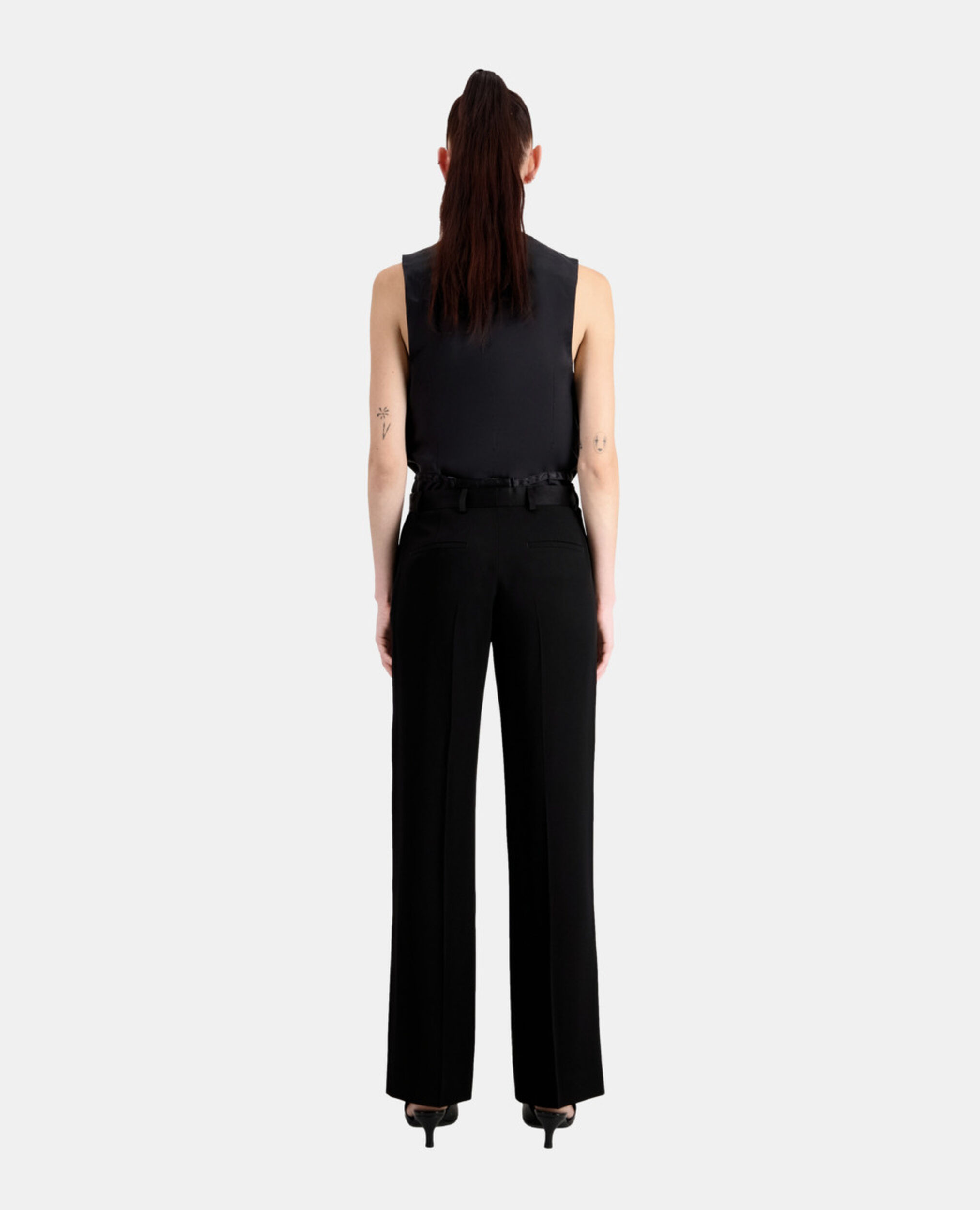 Schwarze Anzughose aus Krepp, BLACK, hi-res image number null