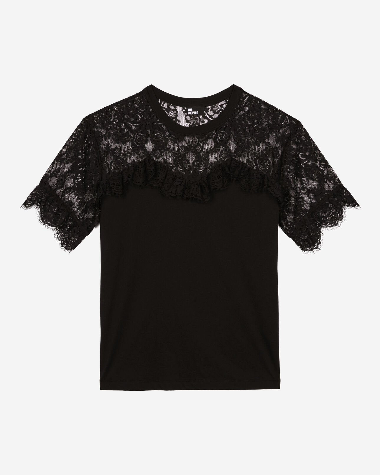 The Kooples WOMEN BLACK black lace t-shirt