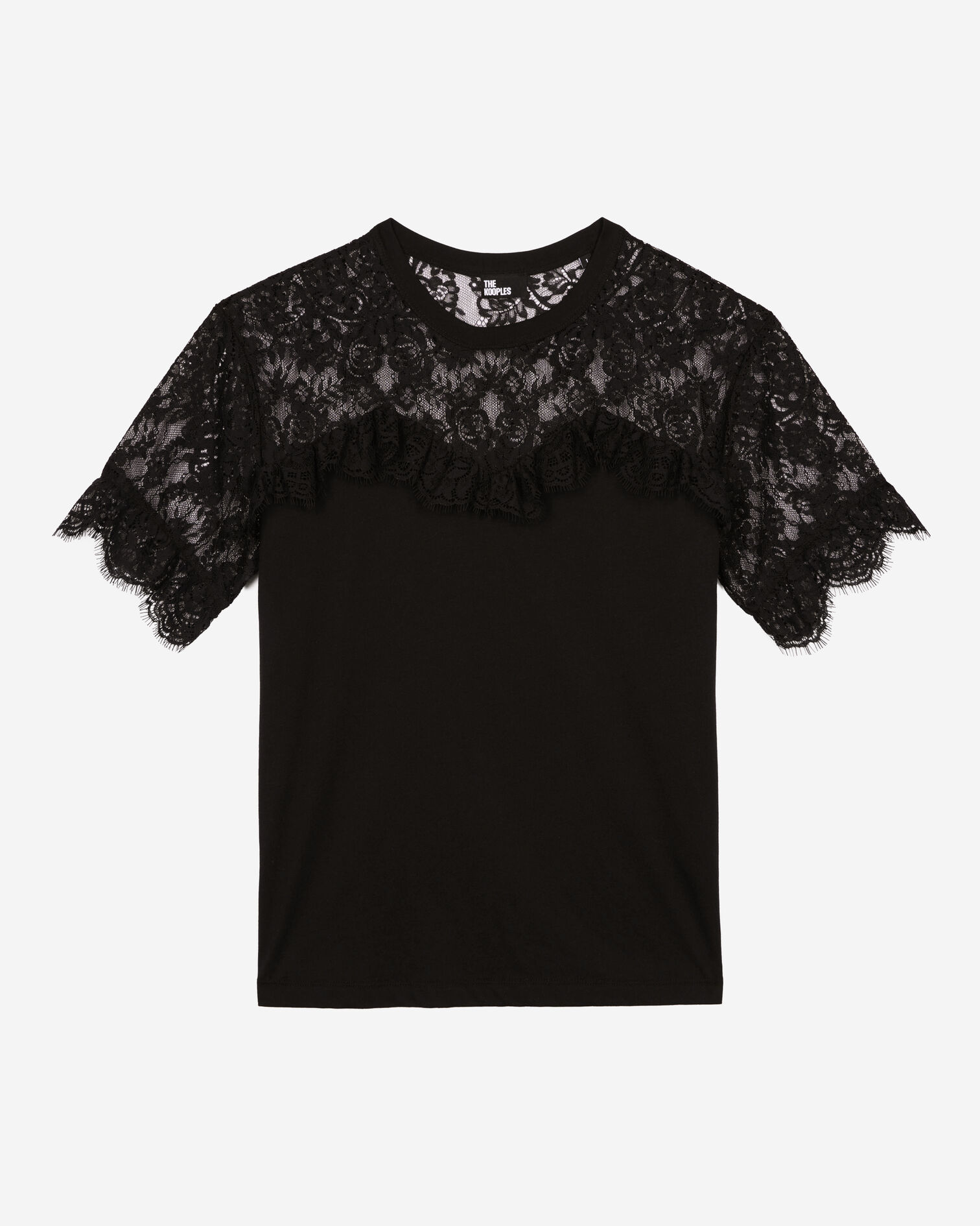 Black lace T-shirt, BLACK, hi-res image number null